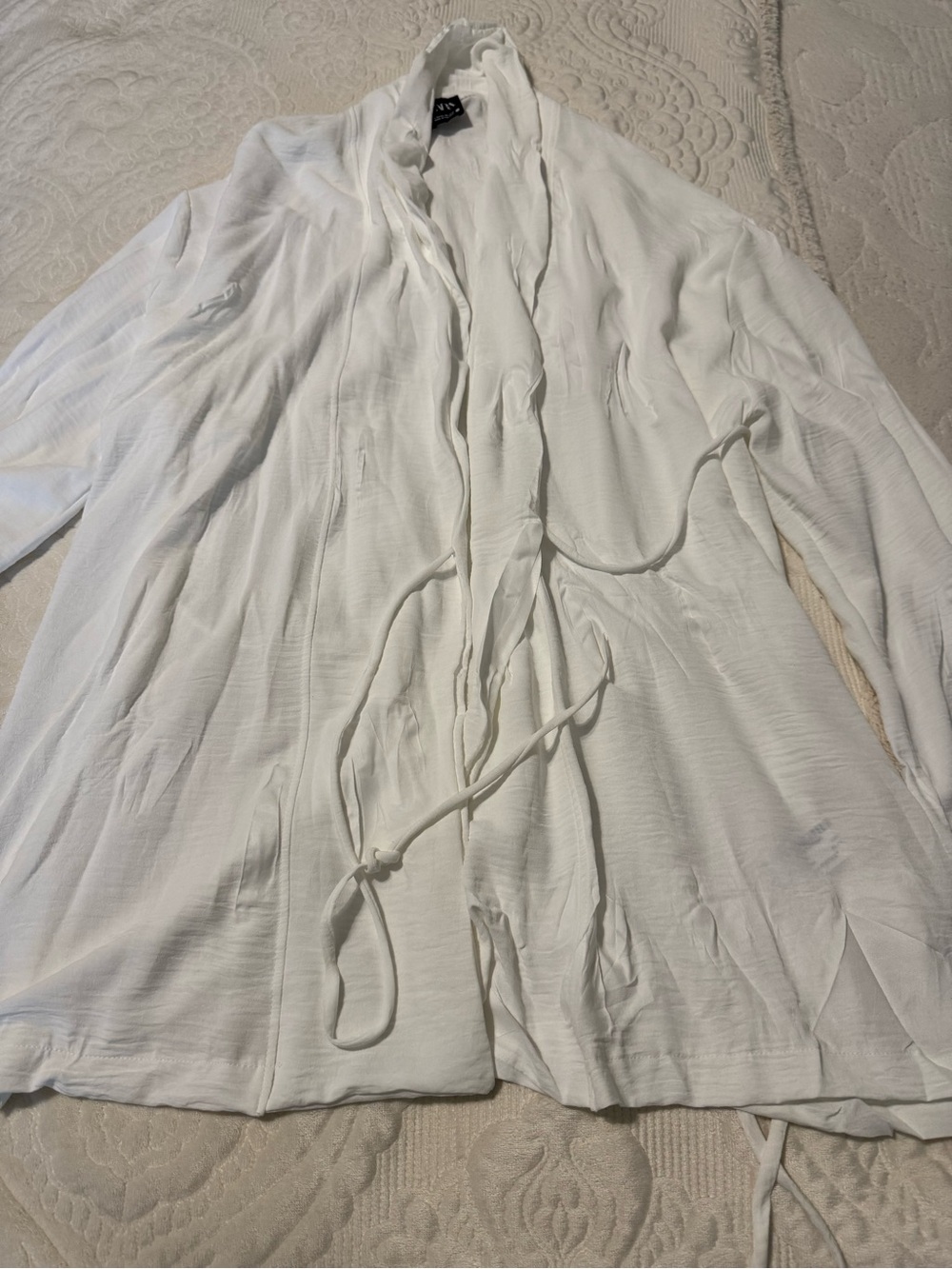 Zara White Lightweight Open Jacket and Skirt Set